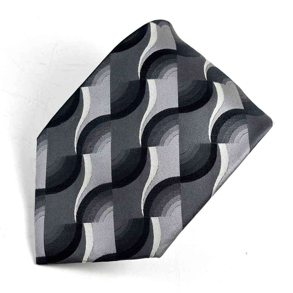 Arrow Necktie Mens OS Gray Geometric Wave Silk Formal Business Tie Corporate